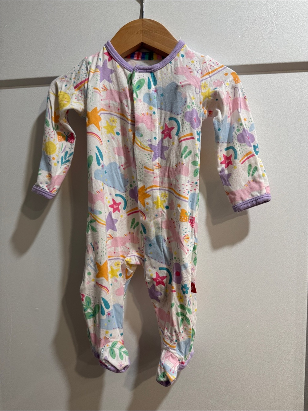 Magnetic Me Pastel Rainbow Star & Cloud Baby One-Piece 94% Modal